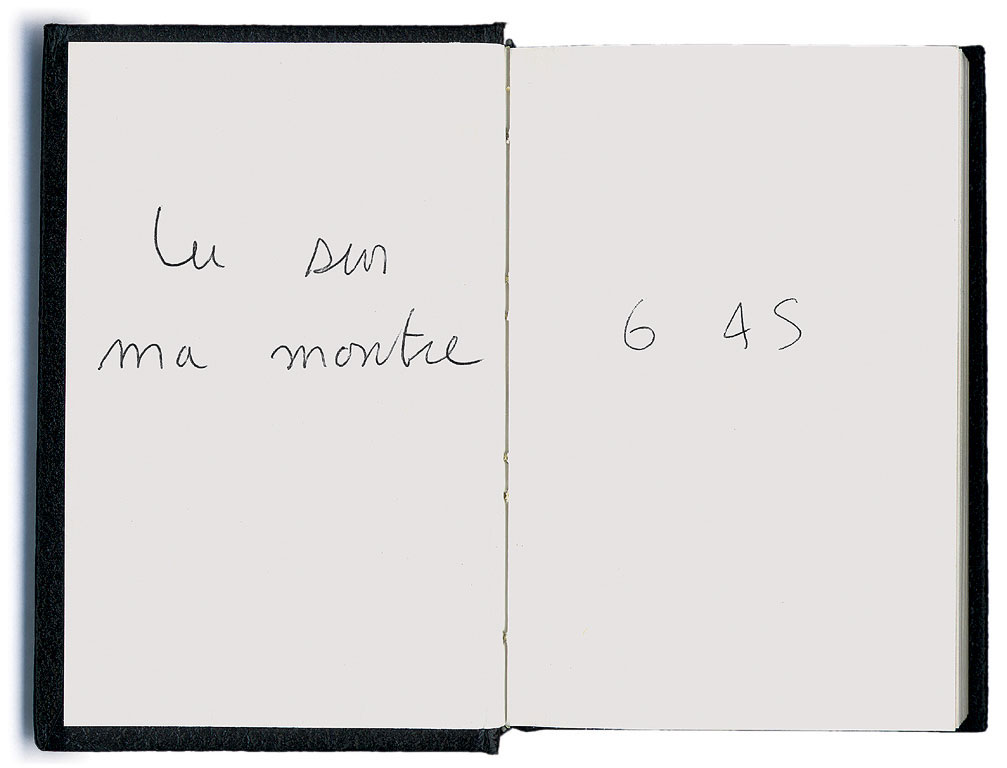 Claude Closky, ‘Lu sur ma montre [Read on my Watch],’ 1990, ballpoint pen on sketch pad, 200 pages, 14 x 9 cm.